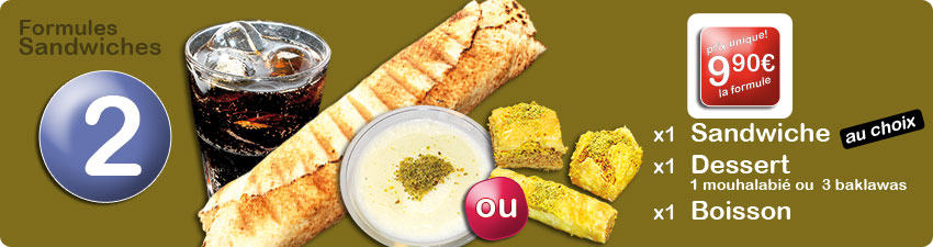 Formule sandwiche N°2 chez Rimal Paris spécialités libanaises